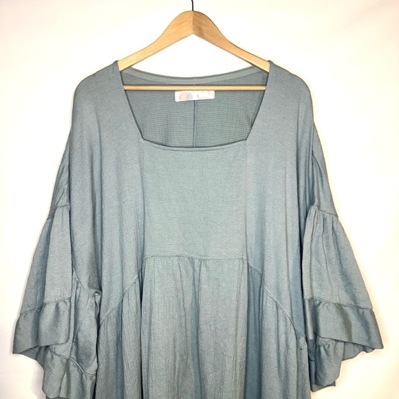 Free People FP Beach Mini Oversized El Mar Dress Blue Mountain Jubilee Sz Large - Picture 4 of 9
